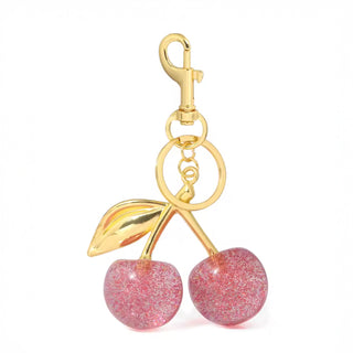 Pink Cherry Bag Charm Key Ring