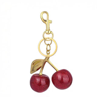 Red Cherry Bag Charm Key Ring