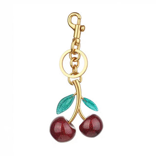Red Cherry Bag Charm Key Ring